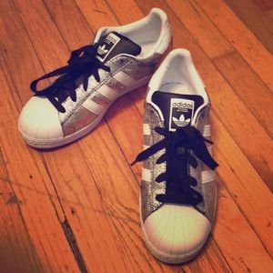 Adidas superstar leather trainers
